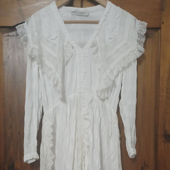 New, boho style, White Lace Stripe Dress by Philosophy - Picture 3 of 8